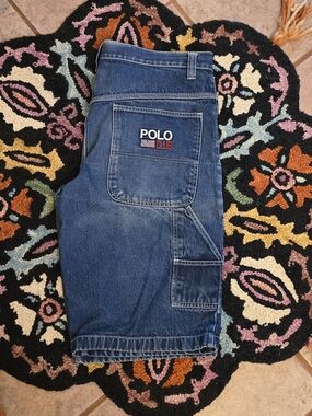 🔥🔥POLO CLUB Men’s Denim Carpenter Jorts🔥🔥 Size 40 Baggy Hip Hop Streetwear